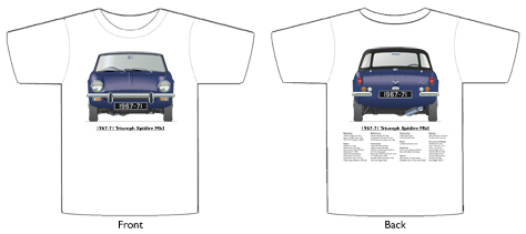 Triumph Spitfire Mk3 1967-71 (disc wheels) T-shirt Front & Back